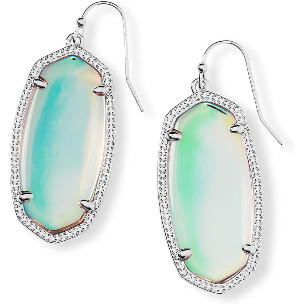 image:imageKendra Scott Elle Drop Earrings for WomenRHODIUM IRIDESCENT DICHROIC GLASS
