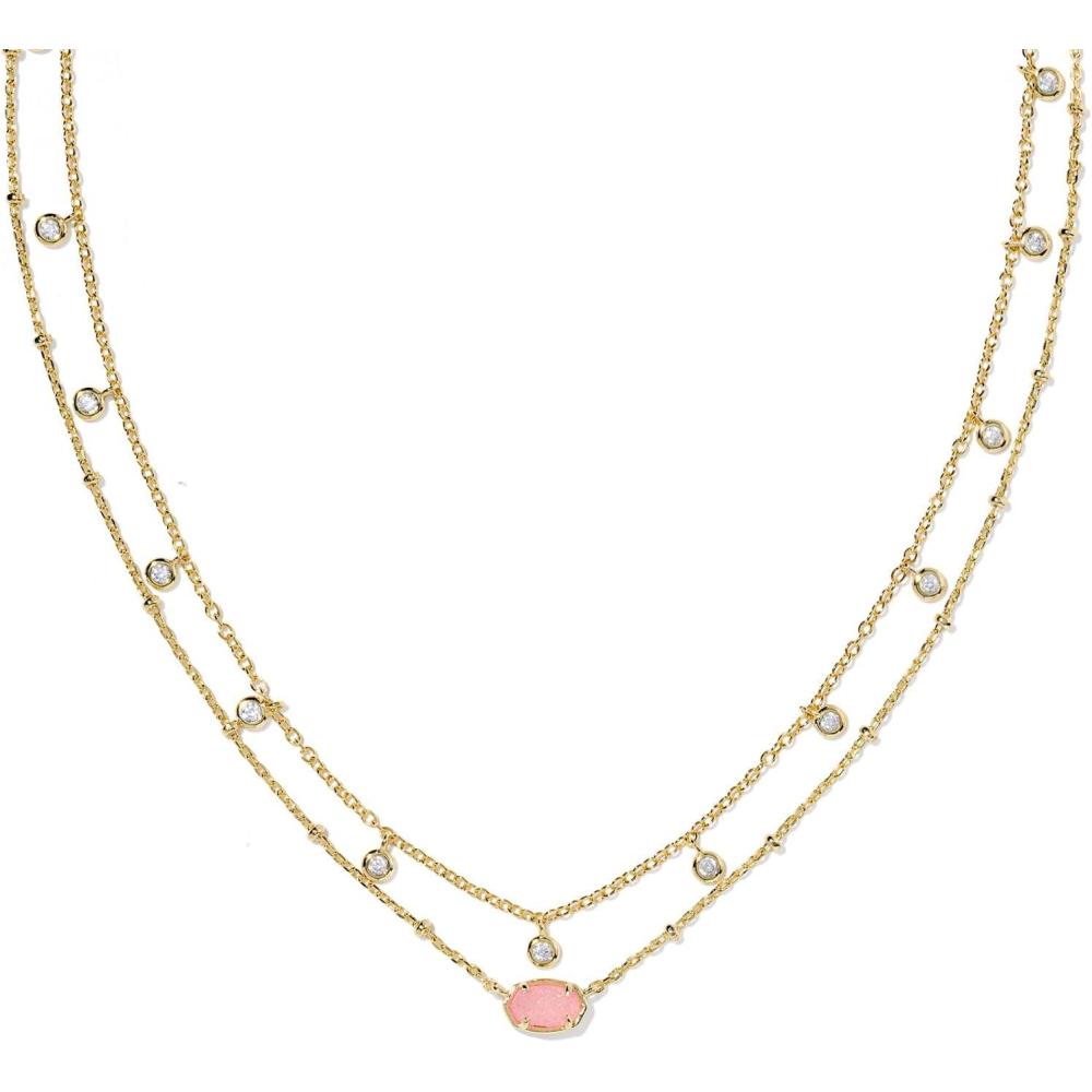 image:imageKendra Scott Emilie Crystal Multi Strand Necklace Fashion Jewelry for WomenGOLD LIGHT PINK DRUSY
