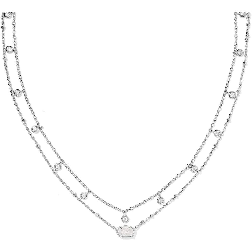 image:imageKendra Scott Emilie Crystal Multi Strand Necklace Fashion Jewelry for WomenRHODIUM IRIDESCENT DRUSY