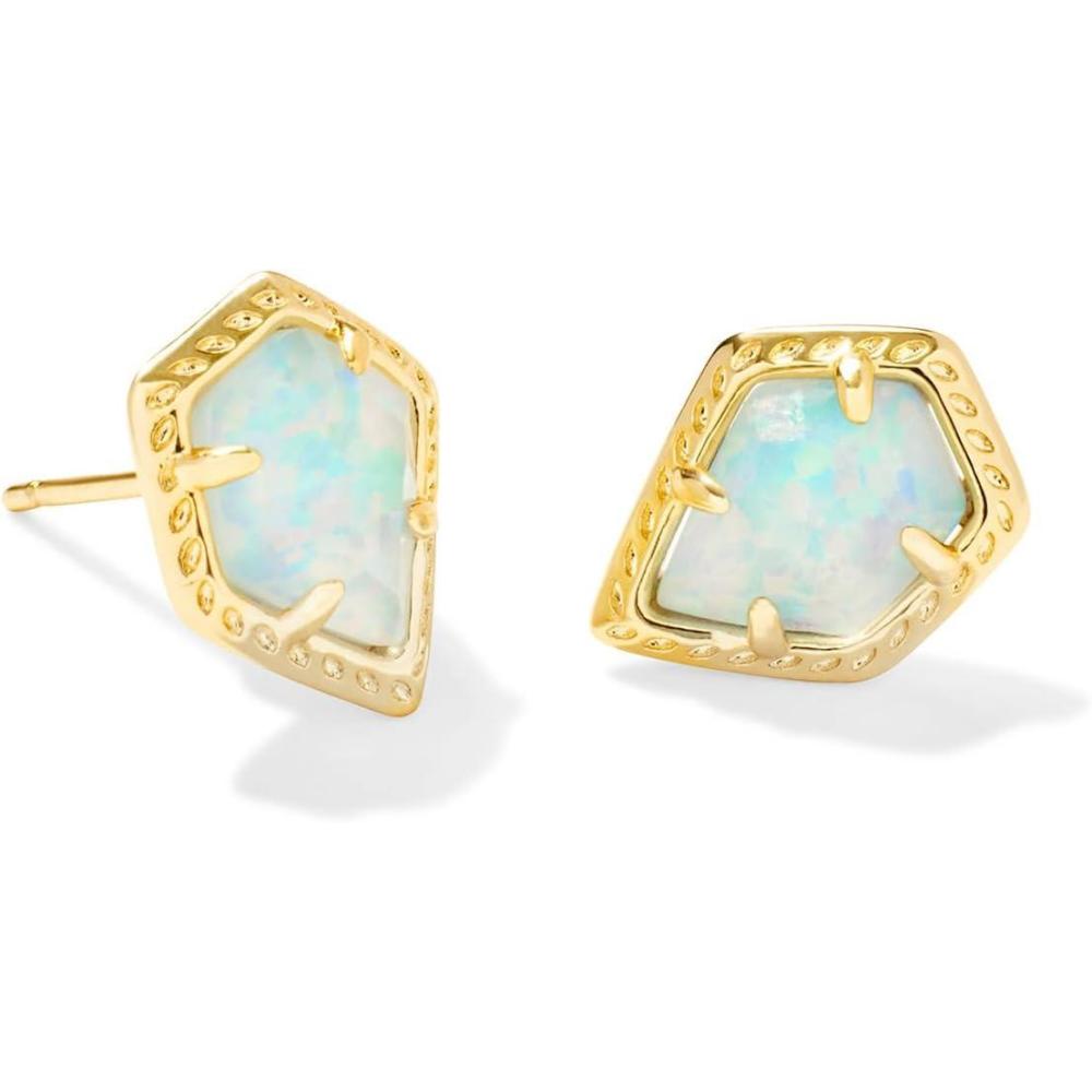 image:imageKendra Scott Framed Tess Stud Earrings Fashion Jewelry for WomenGOLD LUSTER LIGHT BLUE OPAL