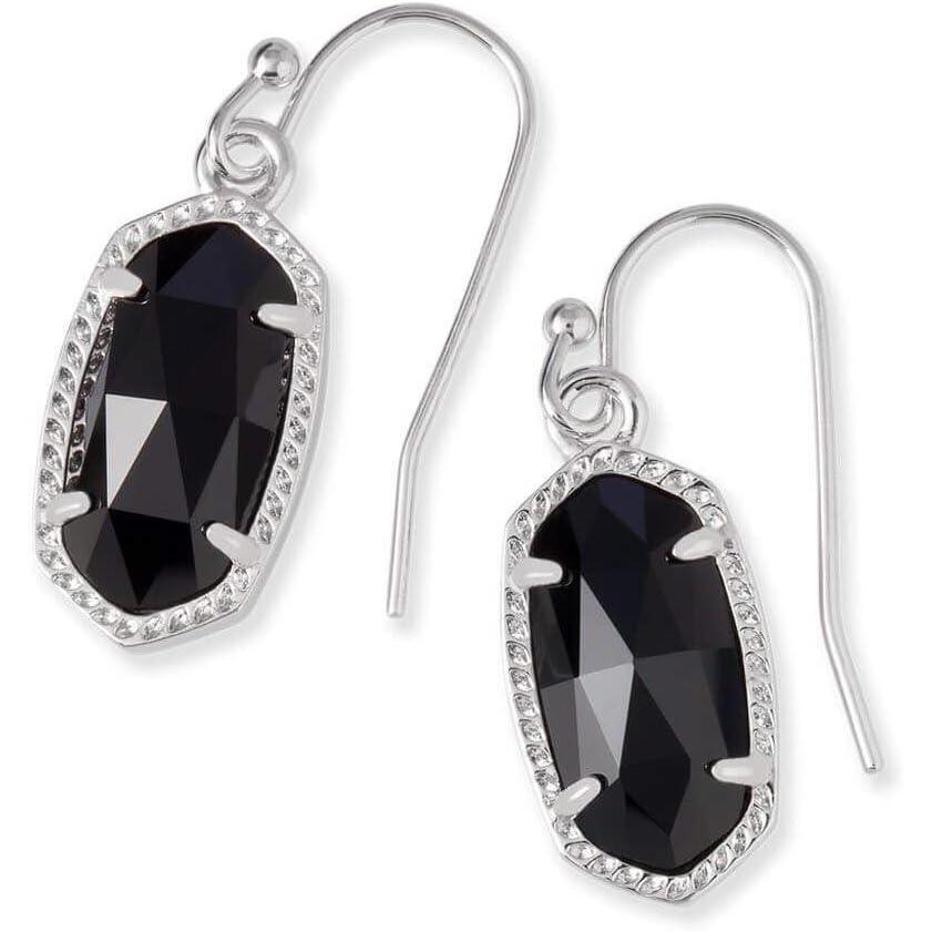image:imageKendra Scott Lee Drop Earrings for WomenRHODIUM BLACK OPAQUE GLASS