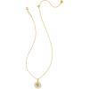 Kendra Scott 14k Gold-Plated Brass Letter A-Z Disc Reversible Pendant Necklace, Fashion Jewelry for Women(Letter T)