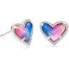 Kendra Scott Ari Heart Stud Earrings for Women, Fashion Jewelry(RHODIUM – WATERCOLOR PEARLIZED CLEAR GLASS)