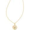 Kendra Scott 14k Gold-Plated Brass Letter A-Z Disc Reversible Pendant Necklace, Fashion Jewelry for Women(Letter V)