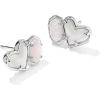 Kendra Scott Ari Heart Emilie Stud Earrings, Fashion Jewelry for Women(RHODIUM – IVORY MOP/IRIDESCENT DRUSY)