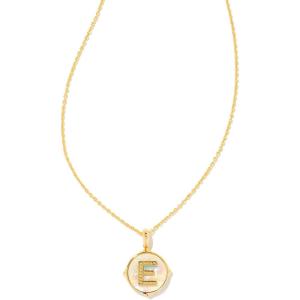 Kendra Scott 14k Gold-Plated Brass Letter A-Z Disc Reversible Pendant Necklace, Fashion Jewelry for Women(Letter E)