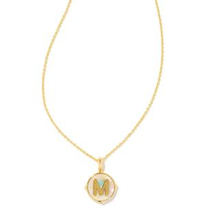 Kendra Scott 14k Gold-Plated Brass Letter A-Z Disc Reversible Pendant Necklace, Fashion Jewelry for Women(Letter M)