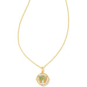 Kendra Scott 14k Gold-Plated Brass Letter A-Z Disc Reversible Pendant Necklace, Fashion Jewelry for Women(Letter W)