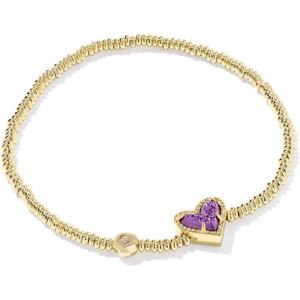 Kendra Scott Ari Heart Stretch Bracelet, Fashion Jewelry for Women(GOLD – PURPLE DRUSY)