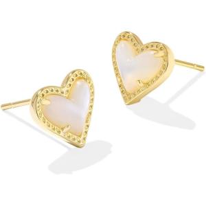Kendra Scott Ari Heart Stud Earrings for Women, Fashion Jewelry(IVORY MOTHER OF PEARL)