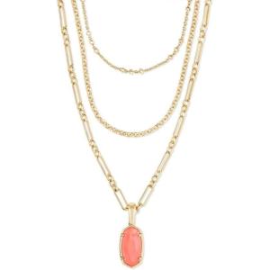 Kendra Scott Elisa Triple Adjustable Length Strand Necklace for Women, Fashion Jewelry(GOLD – CORAL ILLUSION)