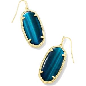 Kendra Scott Elle Drop Earrings for Women(Gold Teal Tiger Eye)