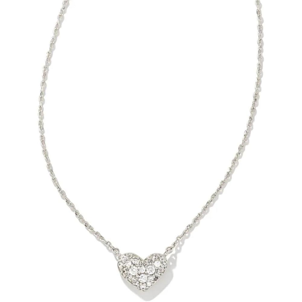 image:imageKendra Scott Ari Pave Crystal Heart Necklace Fashion Jewelry For WomenRHODIUM METAL WHITE CUBIC ZIRCONIA