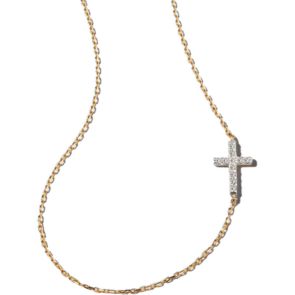 image:imageKendra Scott Cross Strand Necklace 18k Yellow Gold White Diamond