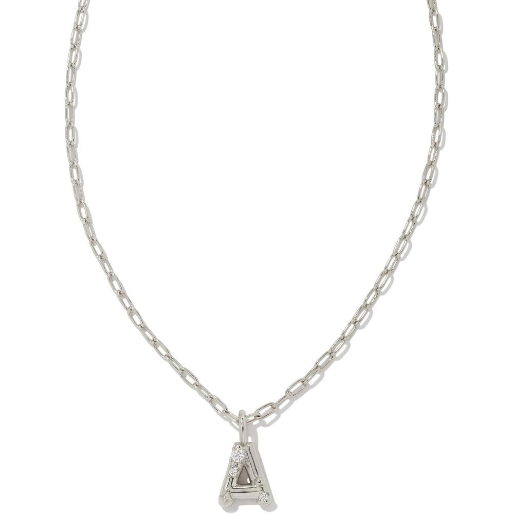 image:imageKendra Scott Crystal Letter Short Pendant Necklace Fashion Jewelry for WomenLetter A RHODIUMPLATED