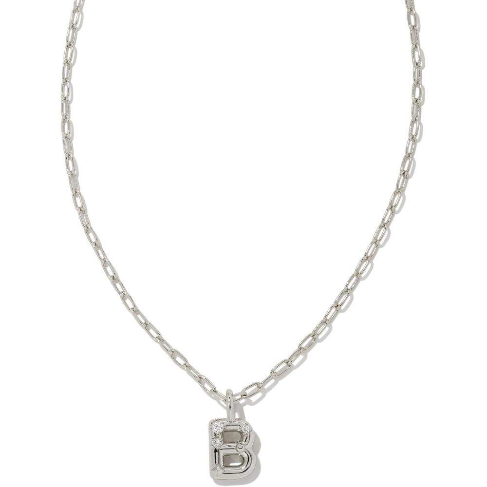 image:imageKendra Scott Crystal Letter Short Pendant Necklace Fashion Jewelry for WomenLetter B RHODIUMPLATED