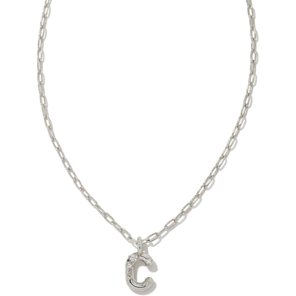image:imageKendra Scott Crystal Letter Short Pendant Necklace Fashion Jewelry for WomenLetter C RHODIUMPLATED