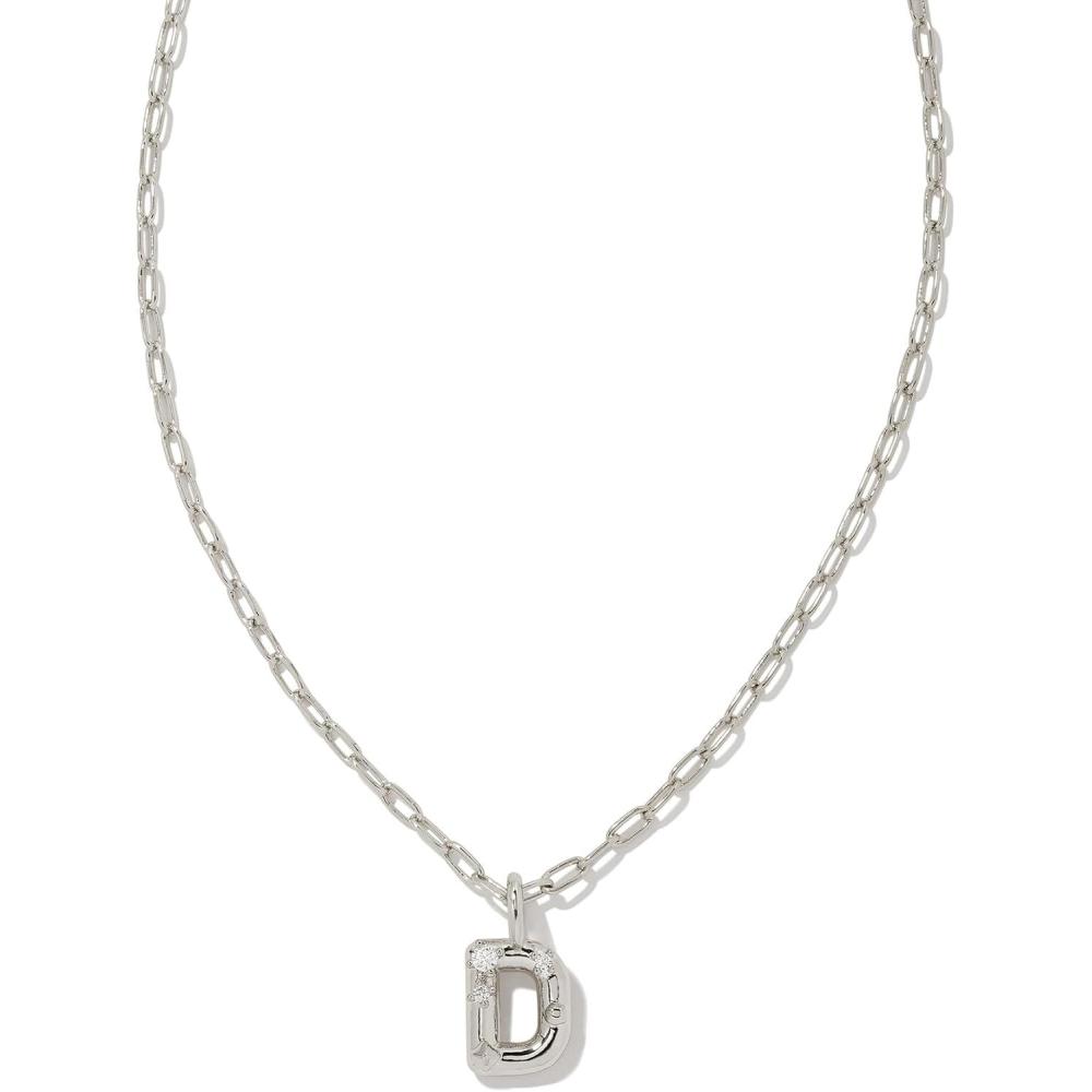 image:imageKendra Scott Crystal Letter Short Pendant Necklace Fashion Jewelry for WomenLetter D RHODIUMPLATED