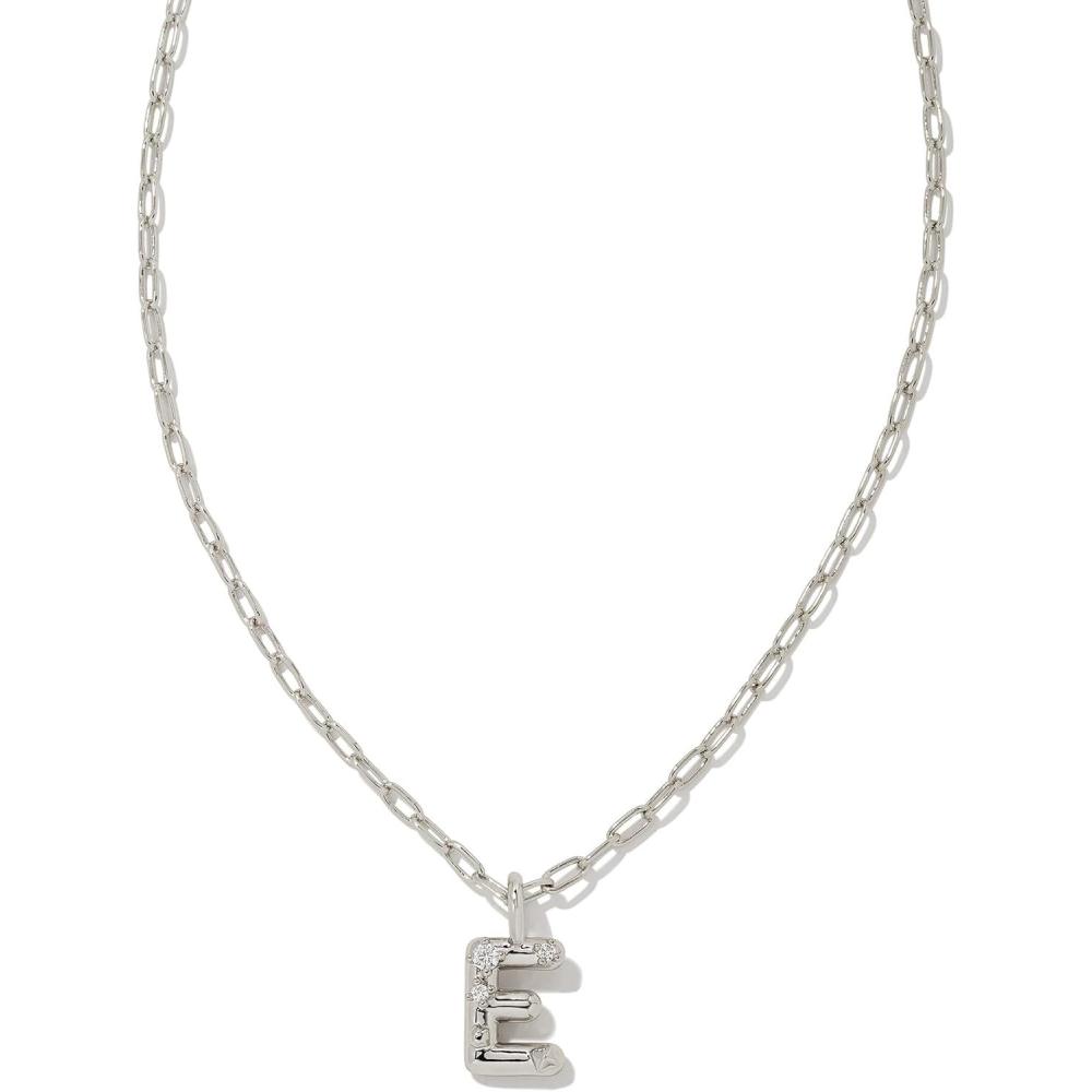 image:imageKendra Scott Crystal Letter Short Pendant Necklace Fashion Jewelry for WomenLetter E RHODIUMPLATED
