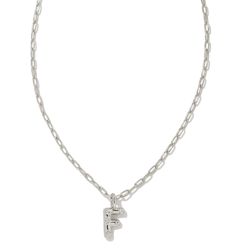 image:imageKendra Scott Crystal Letter Short Pendant Necklace Fashion Jewelry for WomenLetter F RHODIUMPLATED