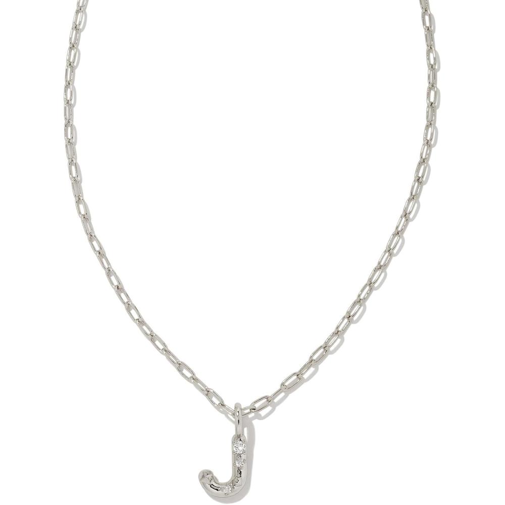 image:imageKendra Scott Crystal Letter Short Pendant Necklace Fashion Jewelry for WomenLetter J RHODIUMPLATED