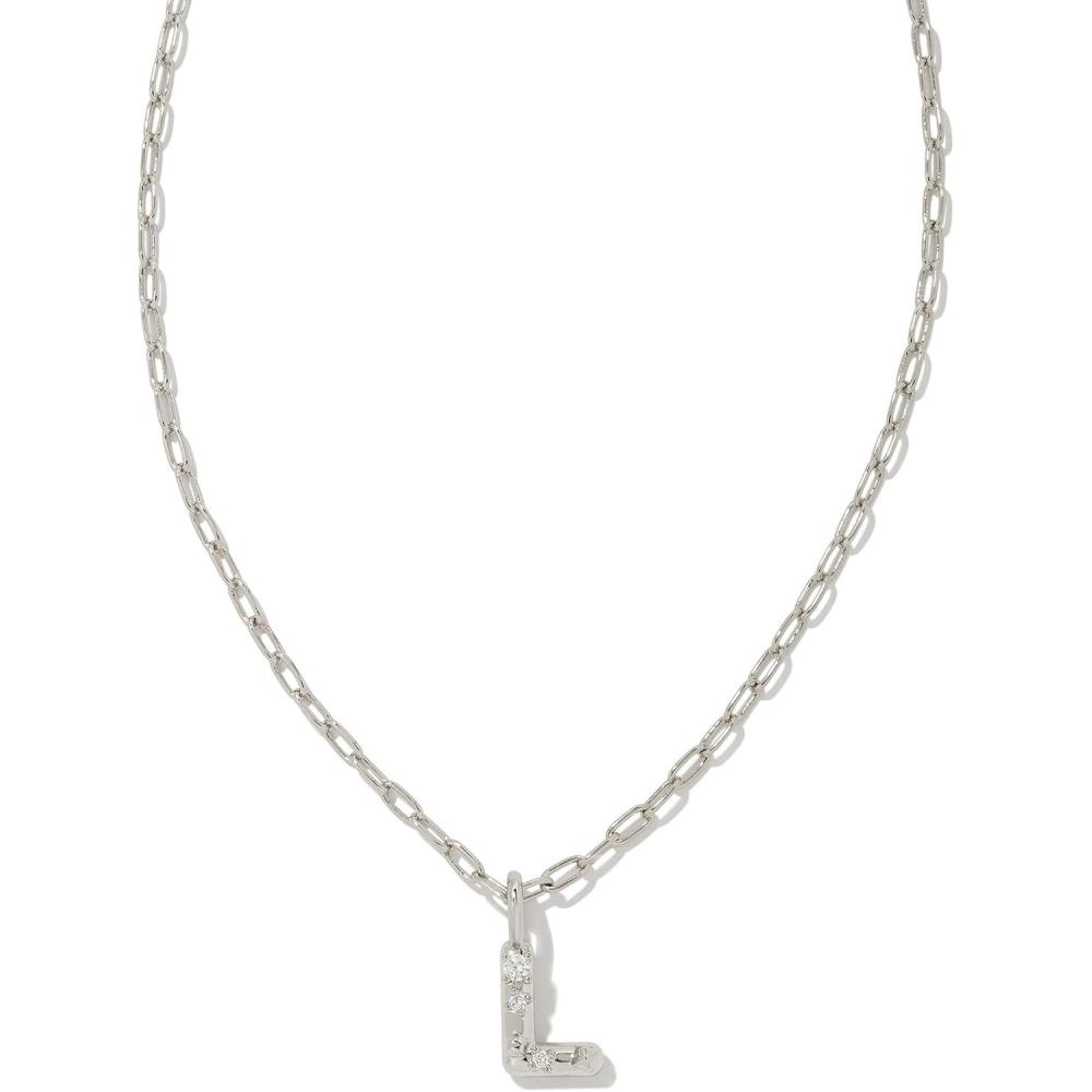 image:imageKendra Scott Crystal Letter Short Pendant Necklace Fashion Jewelry for WomenLetter L RHODIUMPLATED