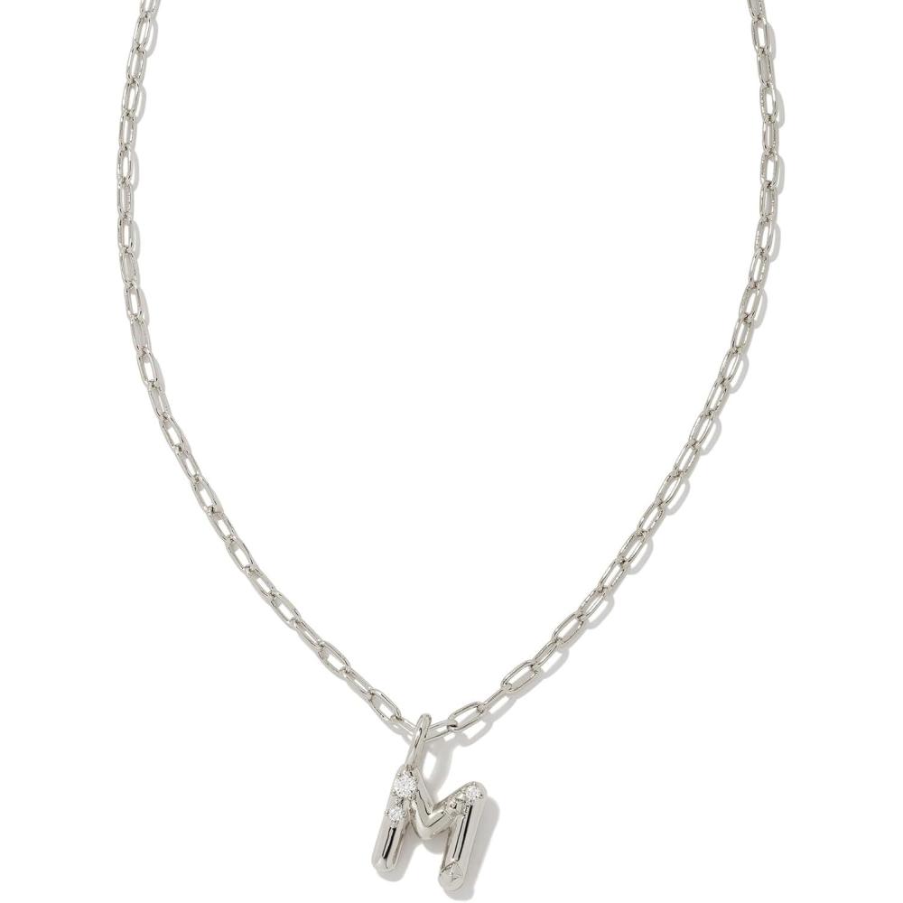 image:imageKendra Scott Crystal Letter Short Pendant Necklace Fashion Jewelry for WomenLetter M RHODIUMPLATED