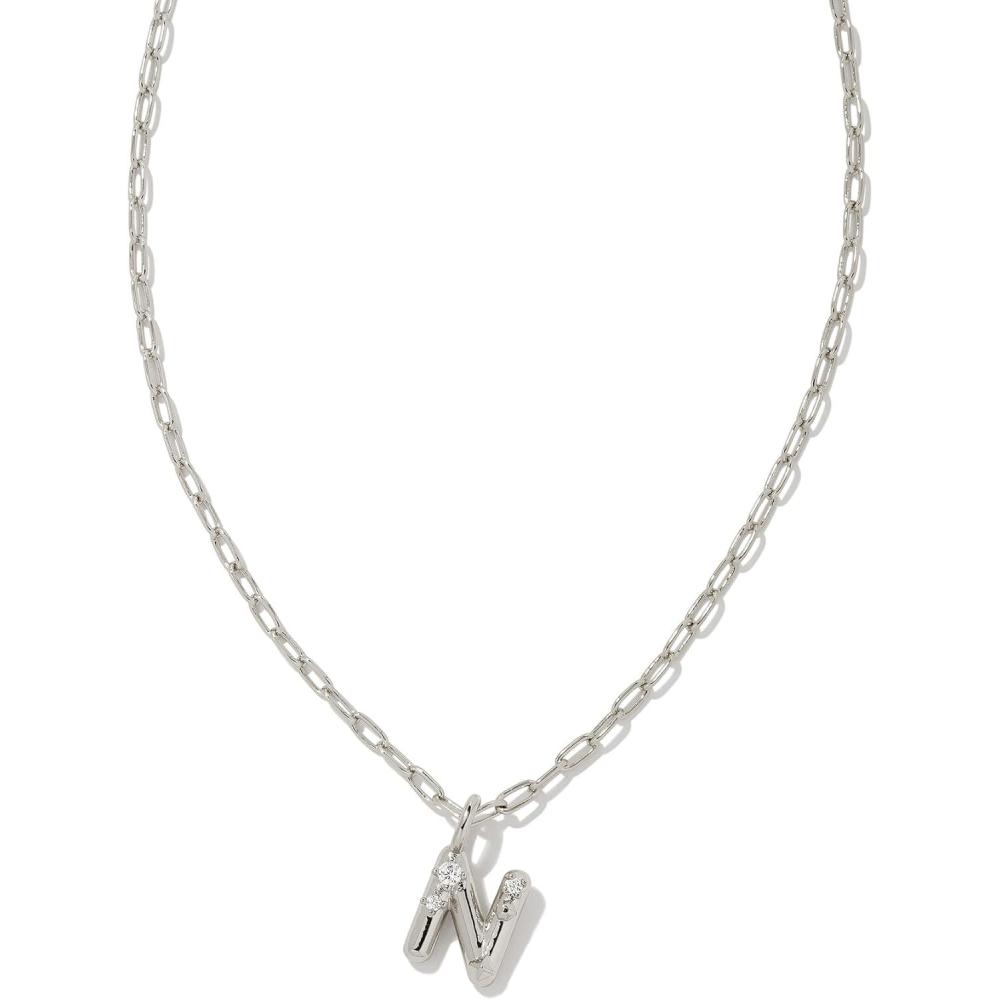 image:imageKendra Scott Crystal Letter Short Pendant Necklace Fashion Jewelry for WomenLetter N RHODIUMPLATED