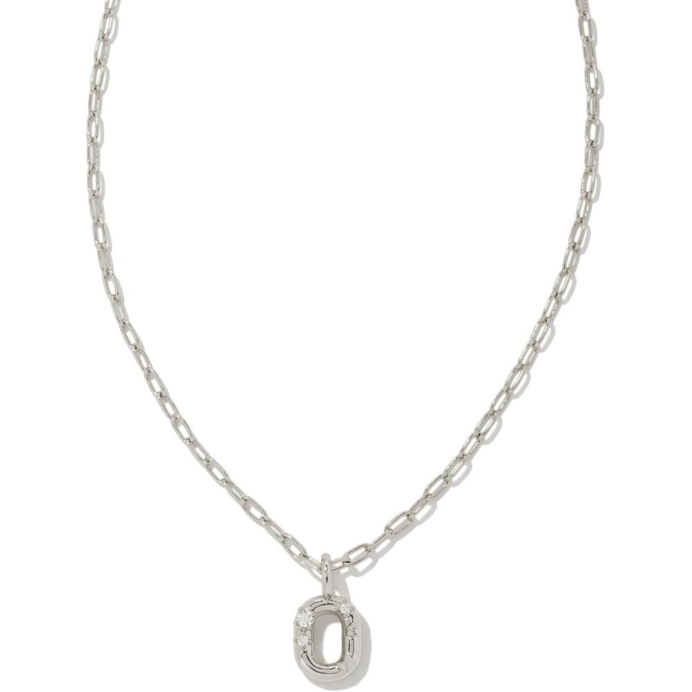 image:imageKendra Scott Crystal Letter Short Pendant Necklace Fashion Jewelry for WomenLetter O RHODIUMPLATED