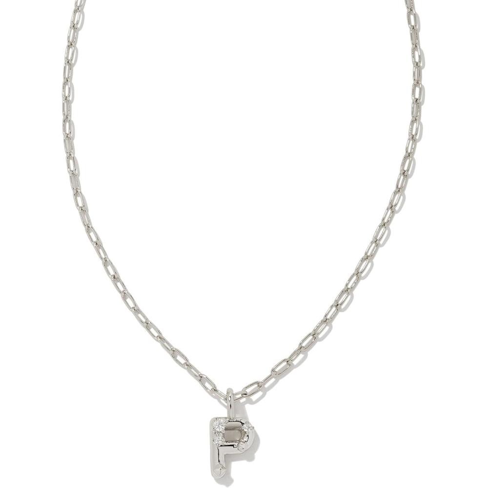 image:imageKendra Scott Crystal Letter Short Pendant Necklace Fashion Jewelry for WomenLetter P RHODIUMPLATED