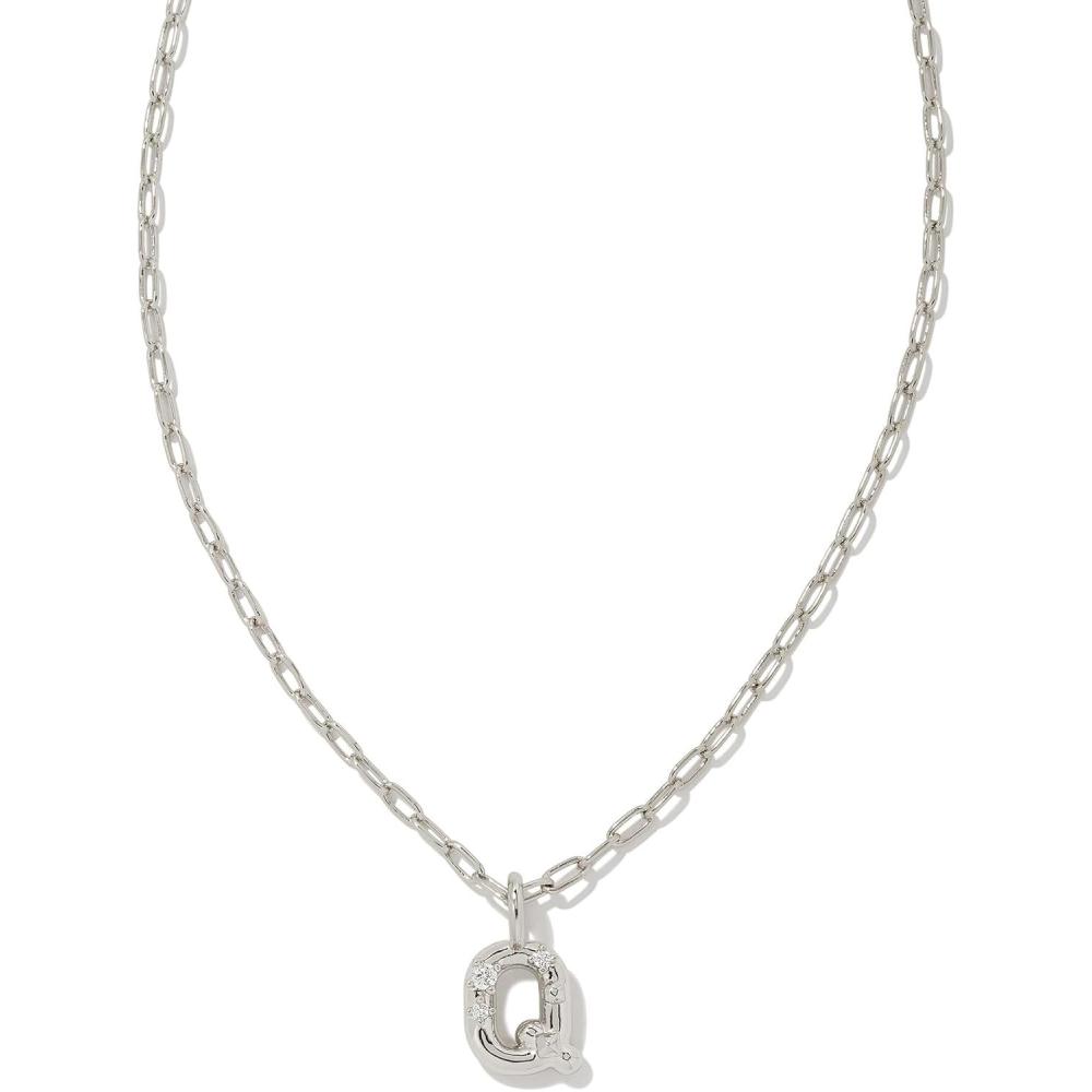 image:imageKendra Scott Crystal Letter Short Pendant Necklace Fashion Jewelry for WomenLetter Q RHODIUMPLATED
