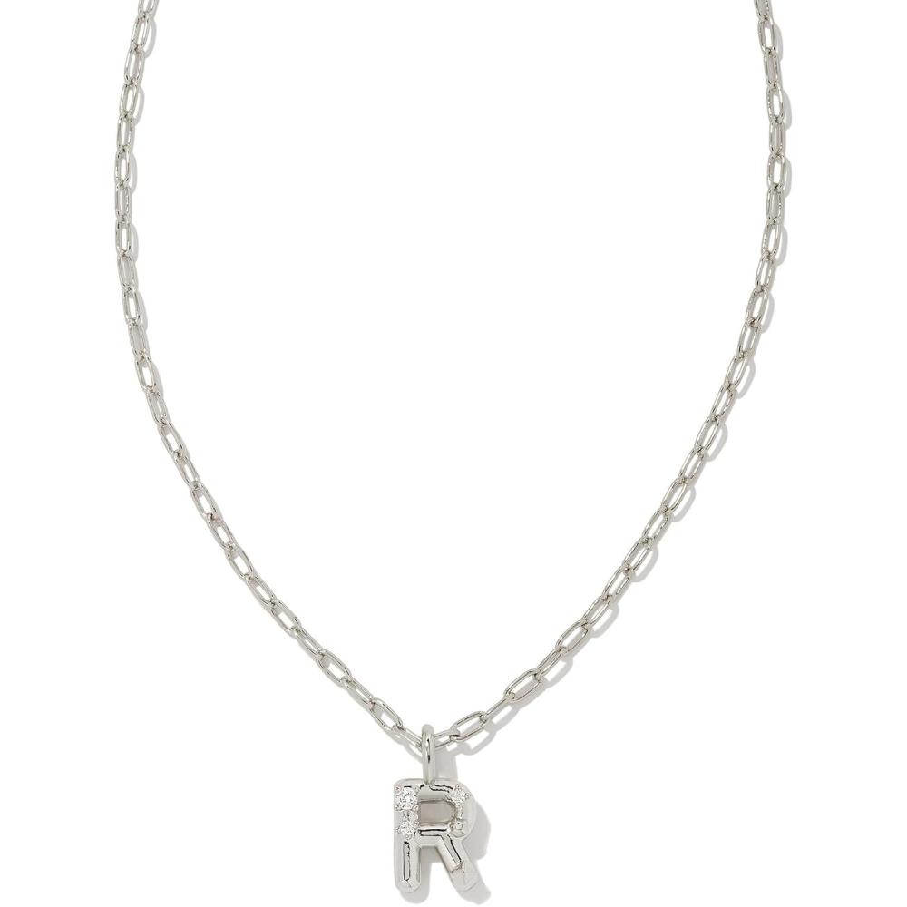 image:imageKendra Scott Crystal Letter Short Pendant Necklace Fashion Jewelry for WomenLetter R RHODIUMPLATED