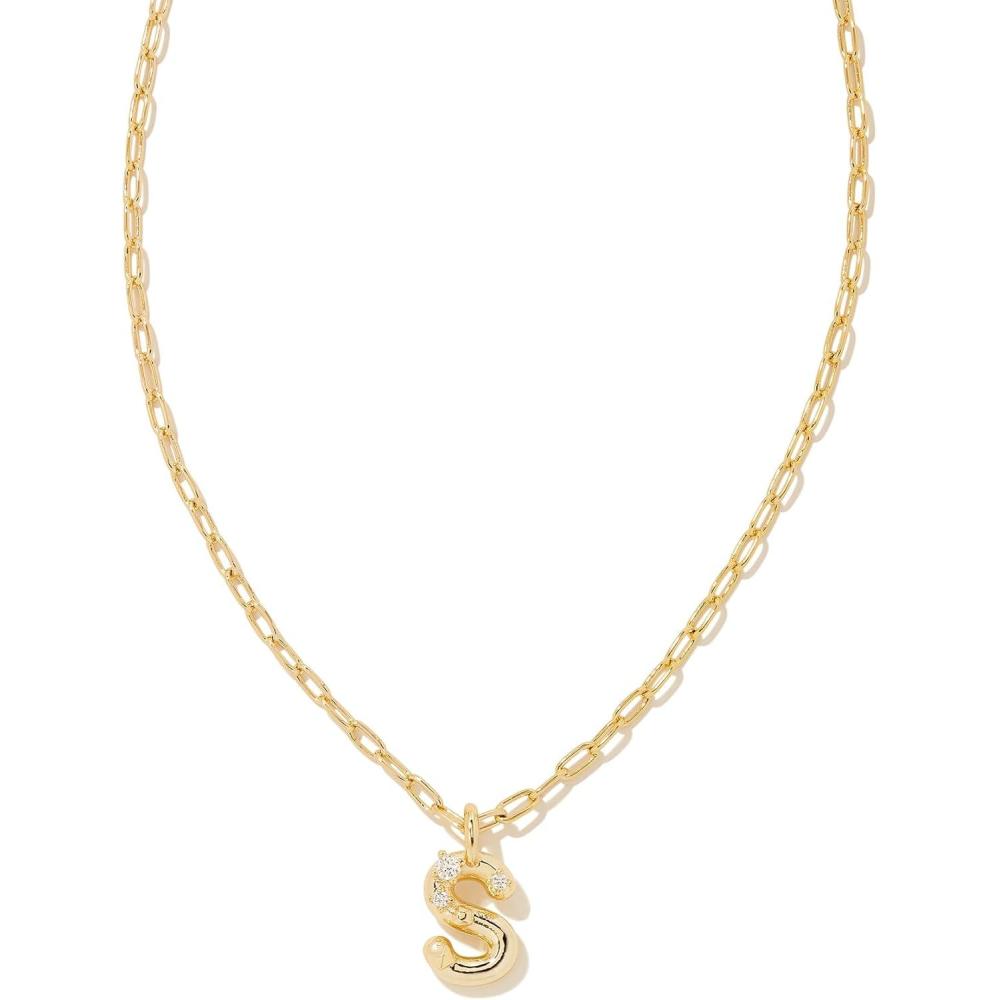 image:imageKendra Scott Crystal Letter Short Pendant Necklace Fashion Jewelry for WomenLetter S GOLDPLATED