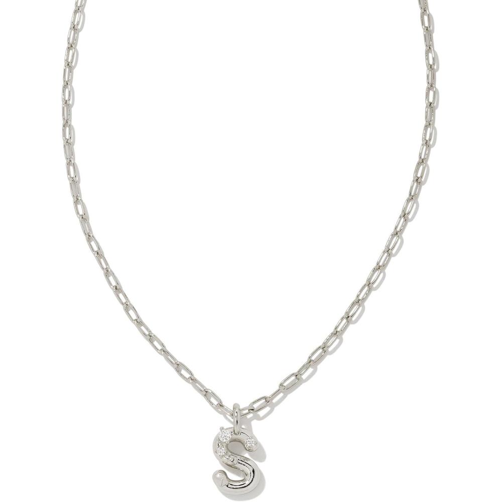 image:imageKendra Scott Crystal Letter Short Pendant Necklace Fashion Jewelry for WomenLetter S RHODIUMPLATED