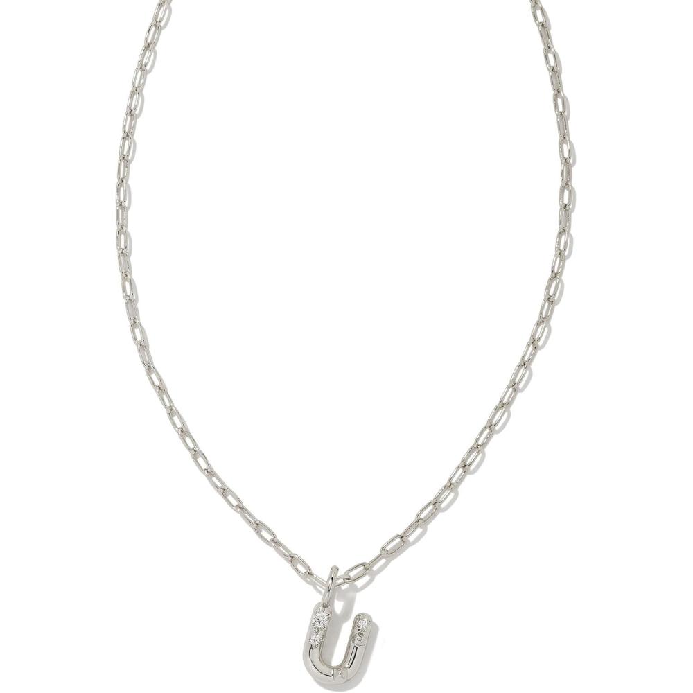 image:imageKendra Scott Crystal Letter Short Pendant Necklace Fashion Jewelry for WomenLetter U RHODIUMPLATED
