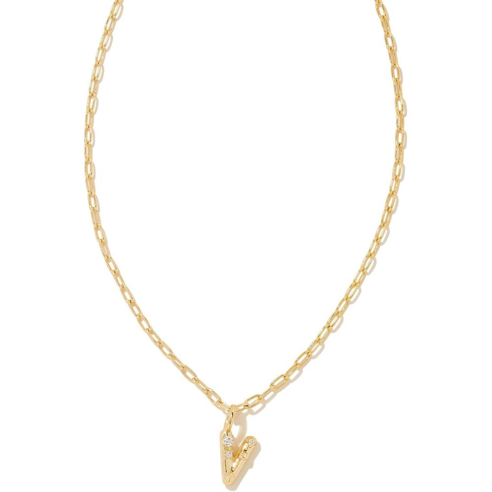 image:imageKendra Scott Crystal Letter Short Pendant Necklace Fashion Jewelry for WomenLetter V GOLDPLATED