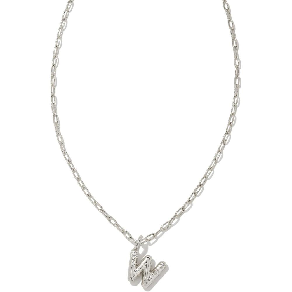 image:imageKendra Scott Crystal Letter Short Pendant Necklace Fashion Jewelry for WomenLetter W RHODIUMPLATED