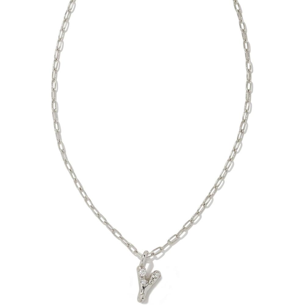 image:imageKendra Scott Crystal Letter Short Pendant Necklace Fashion Jewelry for WomenLetter Y RHODIUMPLATED