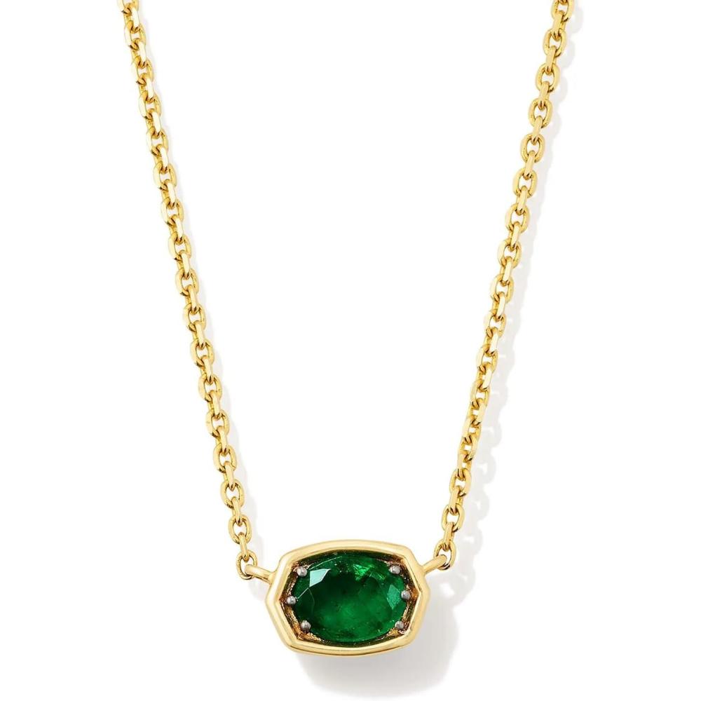 image:imageKendra Scott Marisa 18k Yellow Gold Oval Solitaire Pendant NecklaceEMERALD