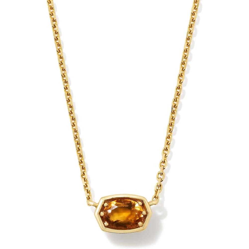 image:imageKendra Scott Marisa 18k Yellow Gold Oval Solitaire Pendant NecklaceGOLDEN CITRINE