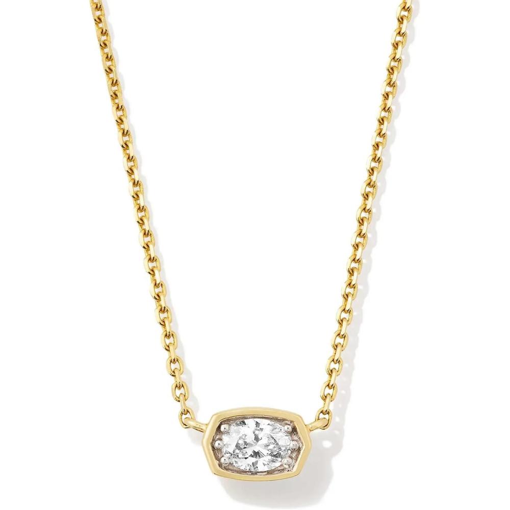 image:imageKendra Scott Marisa 18k Yellow Gold Oval Solitaire Pendant NecklaceWHITE DIAMOND