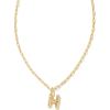 Kendra Scott Crystal Letter Short Pendant Necklace, Fashion Jewelry for Women(Letter H (GOLD-PLATED))