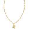 Kendra Scott Crystal Letter Short Pendant Necklace, Fashion Jewelry for Women(Letter K (GOLD-PLATED))