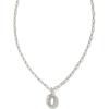 Kendra Scott Crystal Letter Short Pendant Necklace, Fashion Jewelry for Women(Letter O (RHODIUM-PLATED))