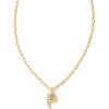 Kendra Scott Crystal Letter Short Pendant Necklace, Fashion Jewelry for Women(Letter P (GOLD-PLATED))