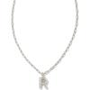 Kendra Scott Crystal Letter Short Pendant Necklace, Fashion Jewelry for Women(Letter R (RHODIUM-PLATED))