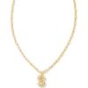 Kendra Scott Crystal Letter Short Pendant Necklace, Fashion Jewelry for Women(Letter S (GOLD-PLATED))