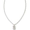 Kendra Scott Crystal Letter Short Pendant Necklace, Fashion Jewelry for Women(Letter S (RHODIUM-PLATED))