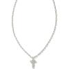 Kendra Scott Crystal Letter Short Pendant Necklace, Fashion Jewelry for Women(Letter T (RHODIUM-PLATED))