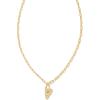 Kendra Scott Crystal Letter Short Pendant Necklace, Fashion Jewelry for Women(Letter V (GOLD-PLATED))